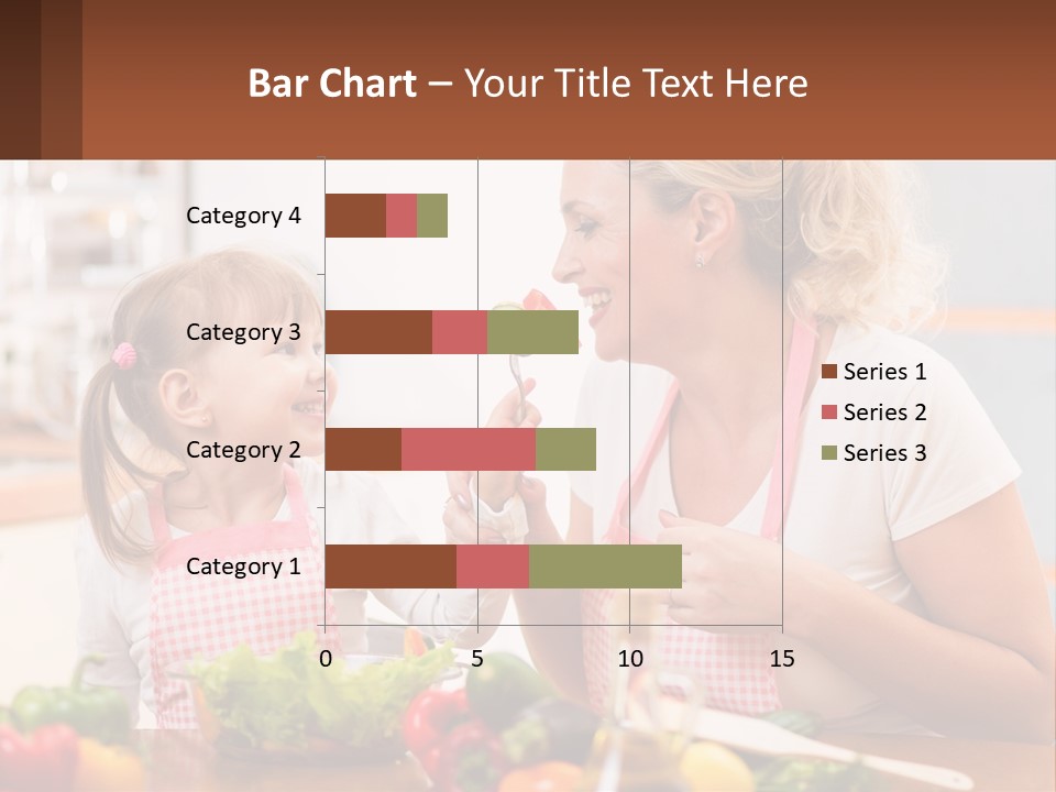 A Woman And A Little Girl Eating Vegetables PowerPoint Template