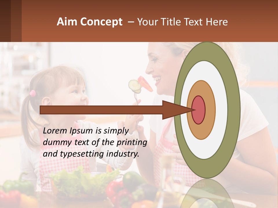 A Woman And A Little Girl Eating Vegetables PowerPoint Template