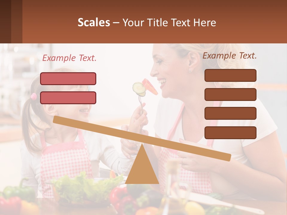 A Woman And A Little Girl Eating Vegetables PowerPoint Template