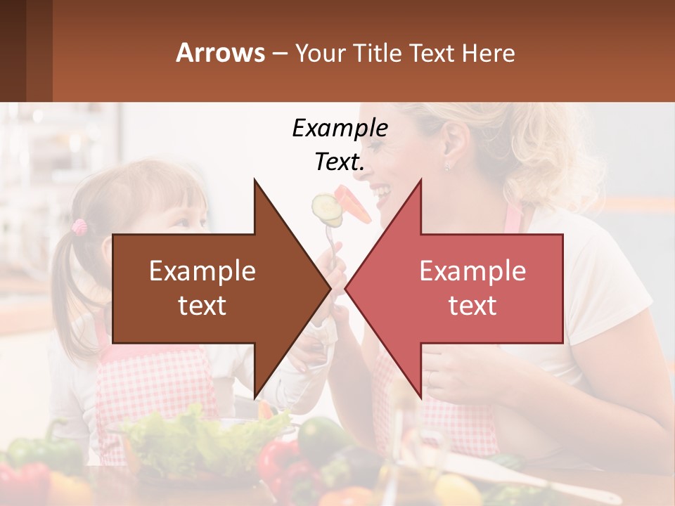 A Woman And A Little Girl Eating Vegetables PowerPoint Template