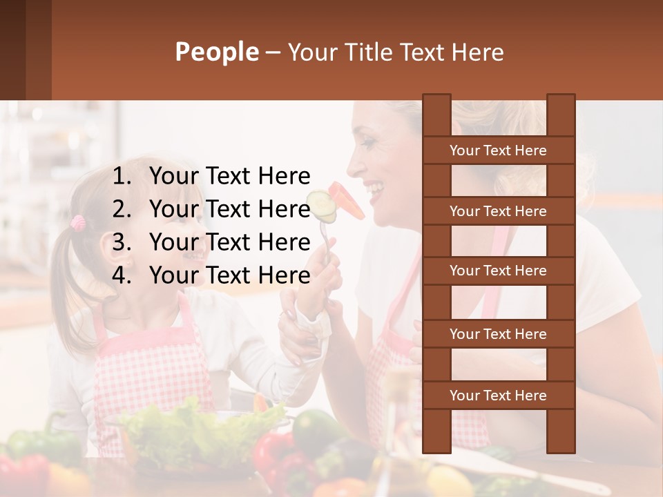 A Woman And A Little Girl Eating Vegetables PowerPoint Template