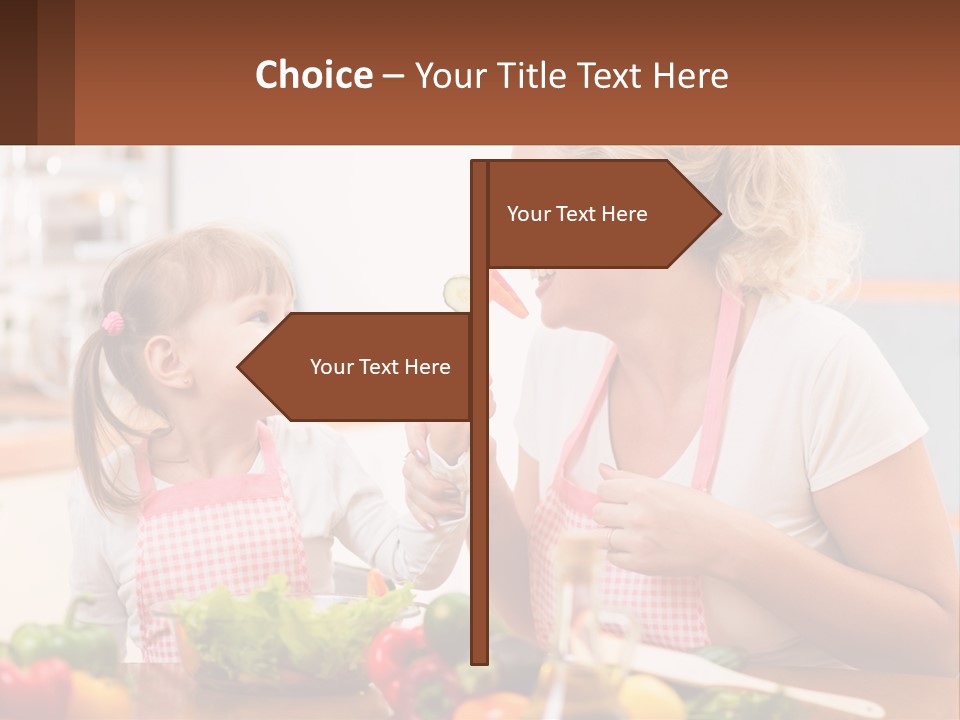 A Woman And A Little Girl Eating Vegetables PowerPoint Template