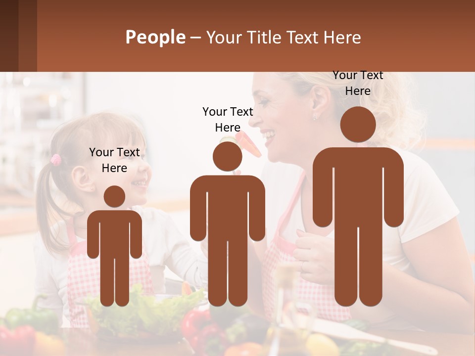 A Woman And A Little Girl Eating Vegetables PowerPoint Template