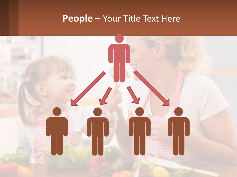 A Woman And A Little Girl Eating Vegetables PowerPoint Template