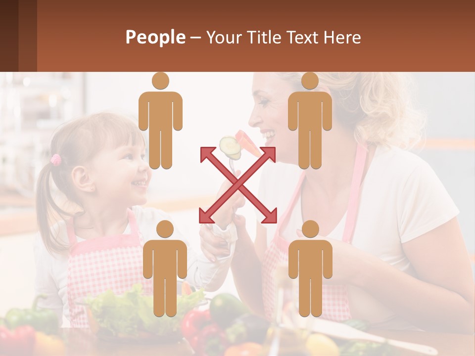 A Woman And A Little Girl Eating Vegetables PowerPoint Template