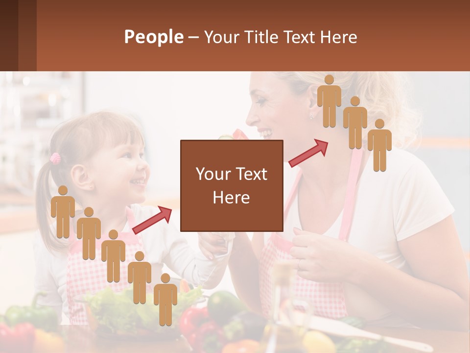 A Woman And A Little Girl Eating Vegetables PowerPoint Template