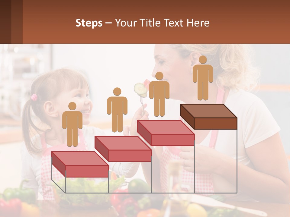 A Woman And A Little Girl Eating Vegetables PowerPoint Template