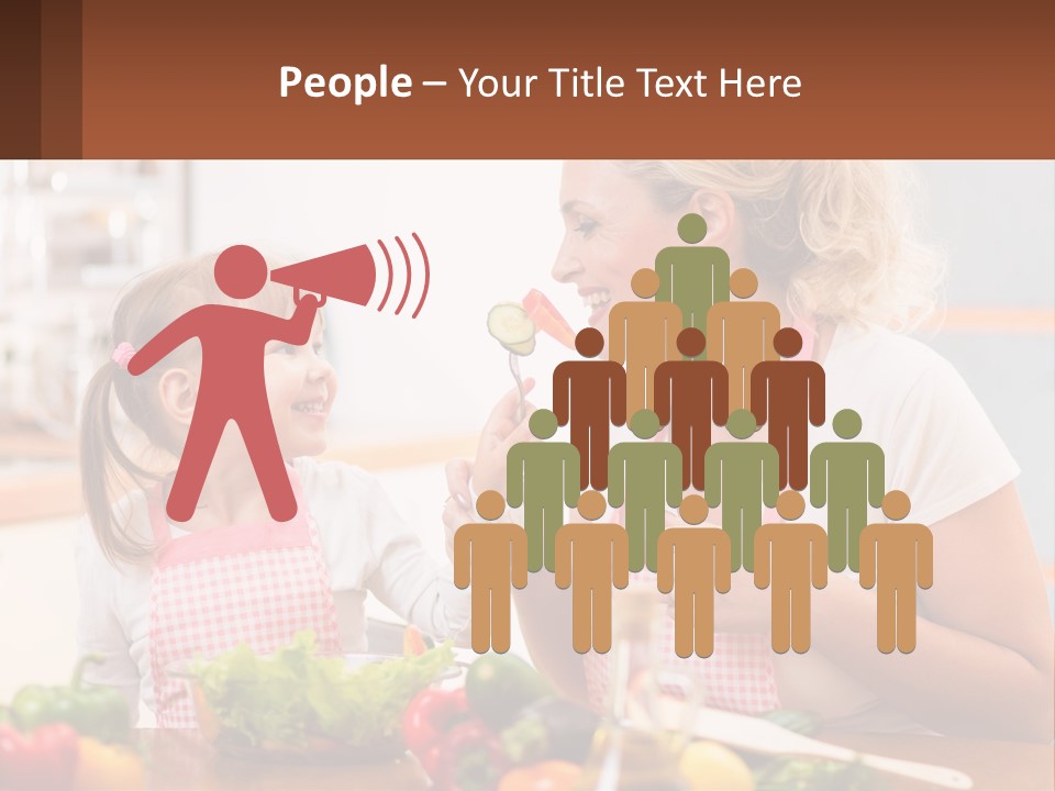 A Woman And A Little Girl Eating Vegetables PowerPoint Template