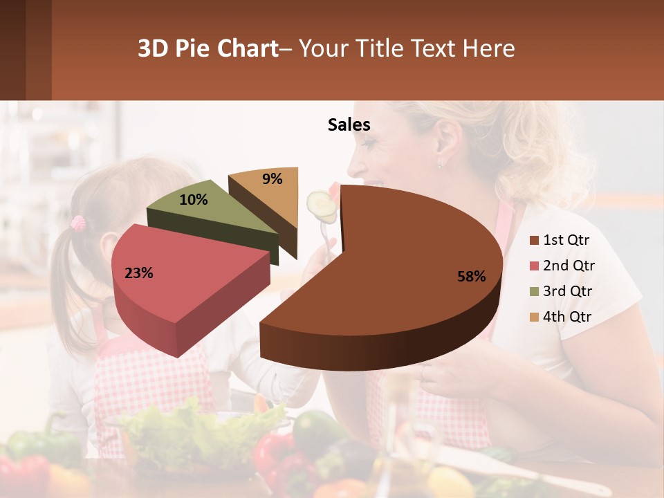 A Woman And A Little Girl Eating Vegetables PowerPoint Template
