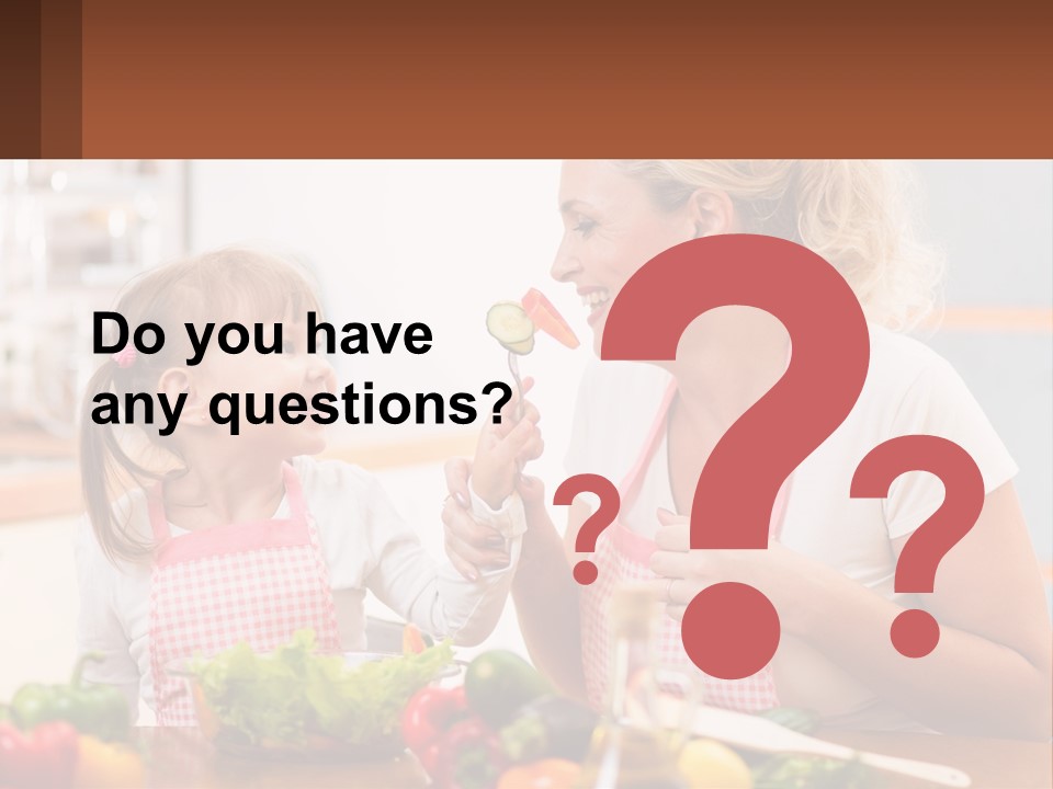 A Woman And A Little Girl Eating Vegetables PowerPoint Template