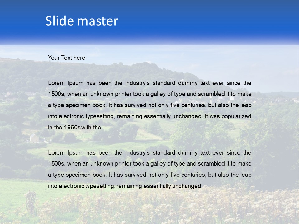 A Blue Sign Is In The Middle Of A Field PowerPoint Template