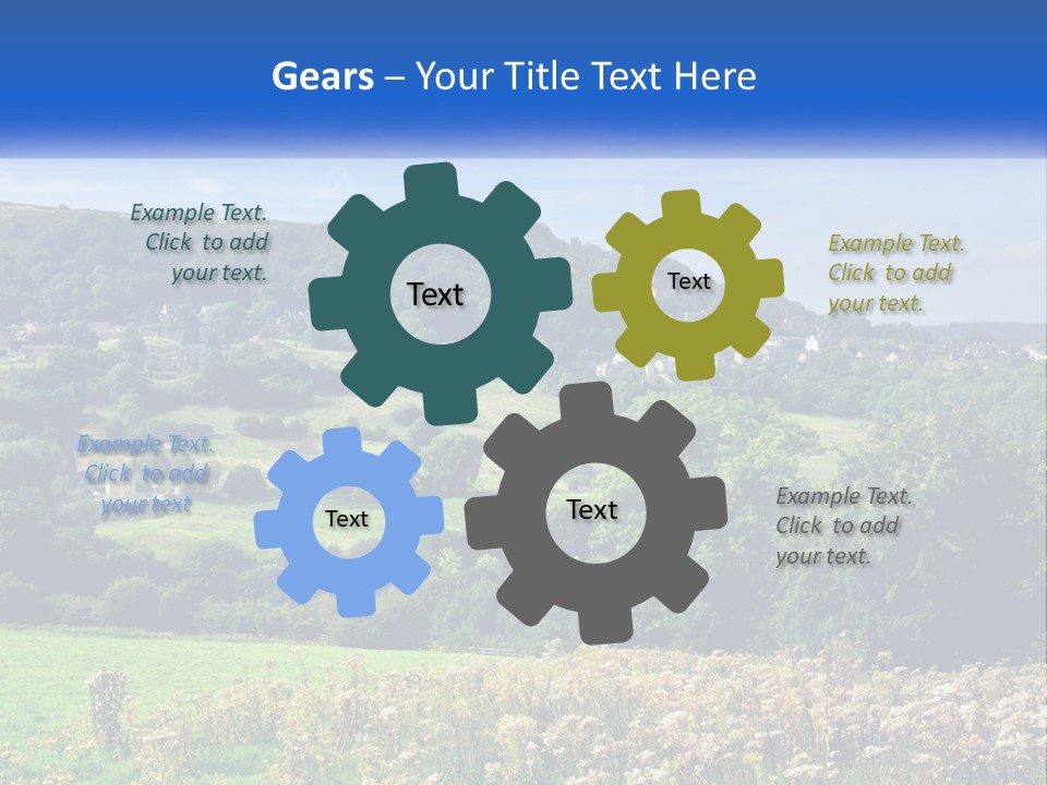 A Blue Sign Is In The Middle Of A Field PowerPoint Template