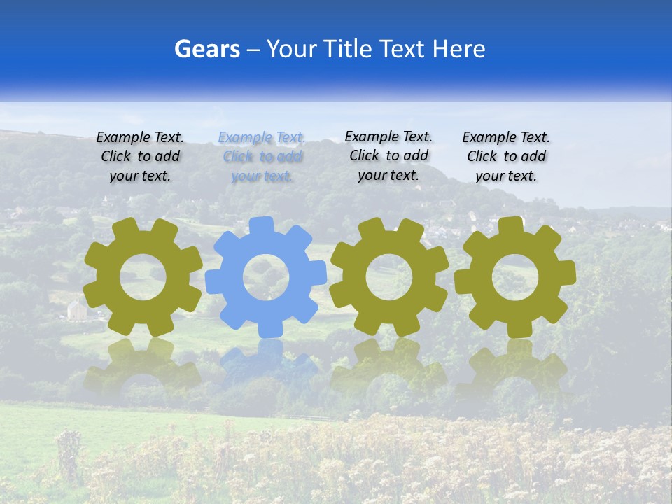 A Blue Sign Is In The Middle Of A Field PowerPoint Template