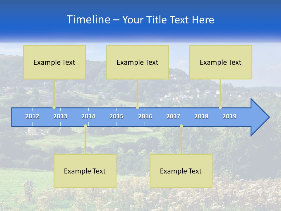 A Blue Sign Is In The Middle Of A Field PowerPoint Template