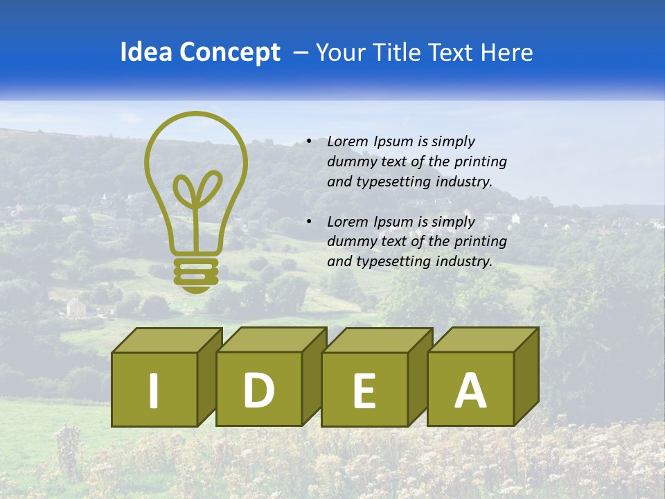 A Blue Sign Is In The Middle Of A Field PowerPoint Template