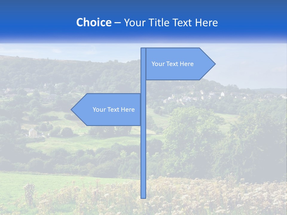 A Blue Sign Is In The Middle Of A Field PowerPoint Template