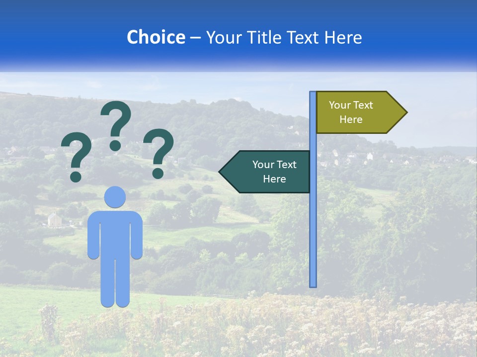 A Blue Sign Is In The Middle Of A Field PowerPoint Template