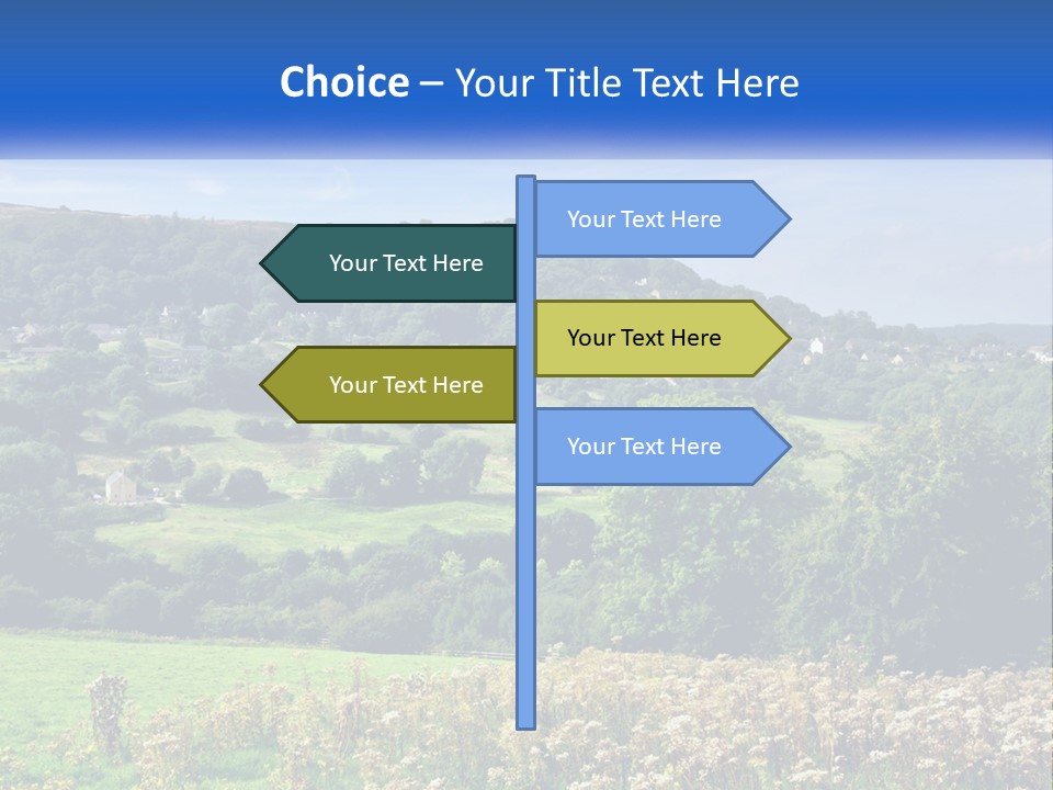 A Blue Sign Is In The Middle Of A Field PowerPoint Template