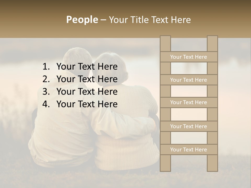 A Couple Of People Sitting Next To Each Other PowerPoint Template