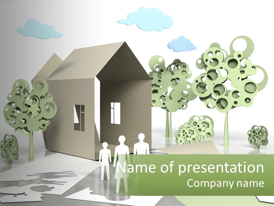 A Group Of People Standing In Front Of A House PowerPoint Template