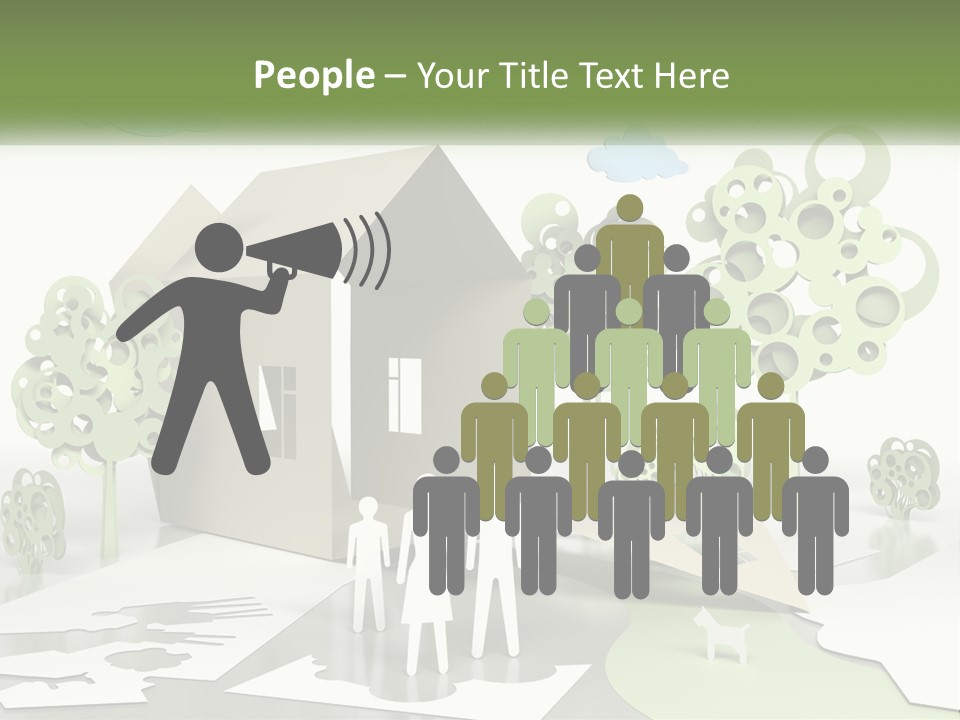 A Group Of People Standing In Front Of A House PowerPoint Template