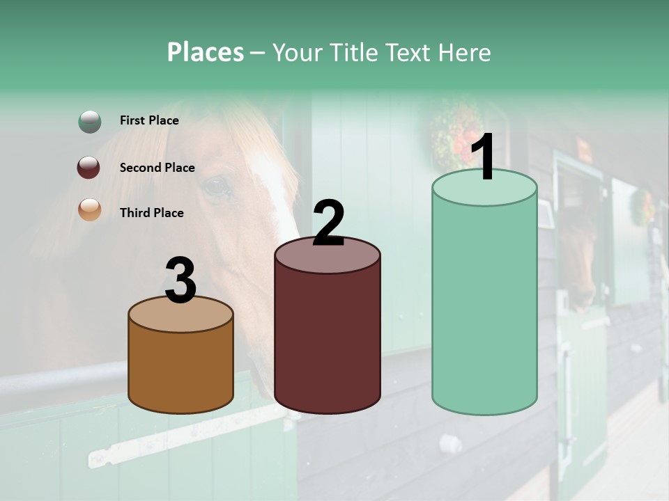 A Brown Horse Standing Next To A Green Door PowerPoint Template