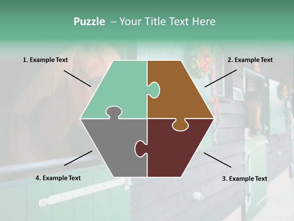 A Brown Horse Standing Next To A Green Door PowerPoint Template