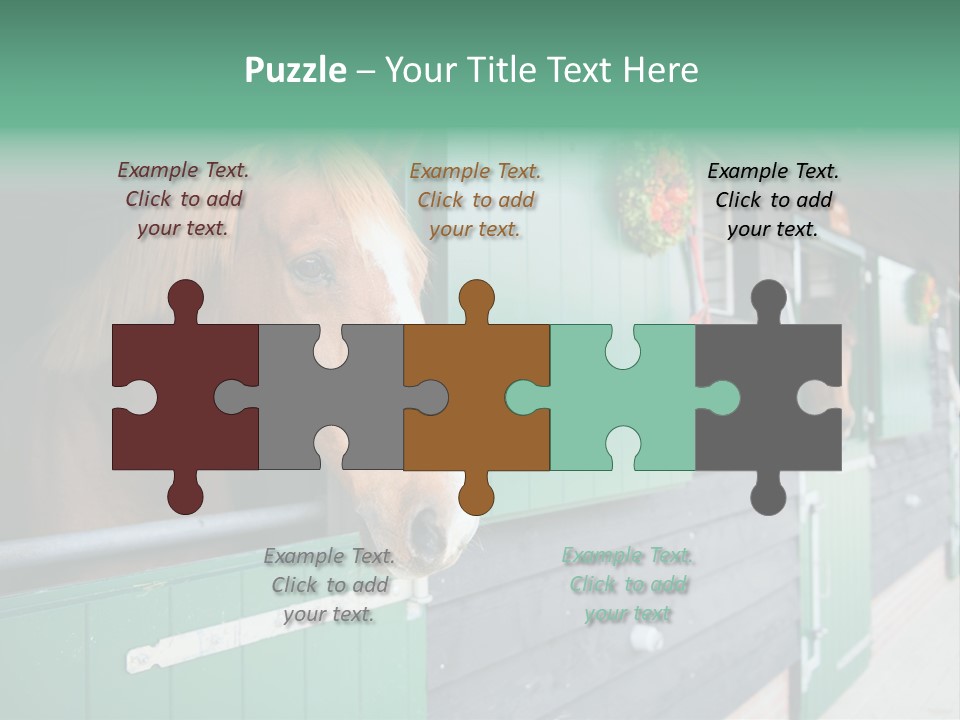 A Brown Horse Standing Next To A Green Door PowerPoint Template