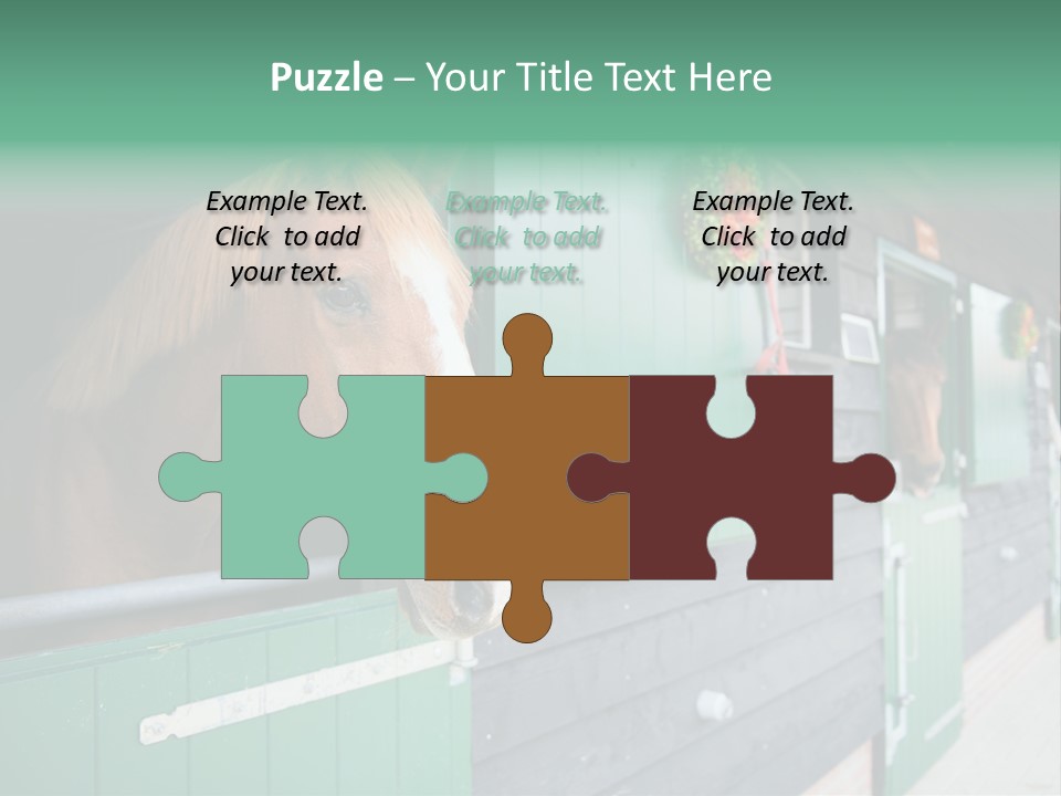 A Brown Horse Standing Next To A Green Door PowerPoint Template