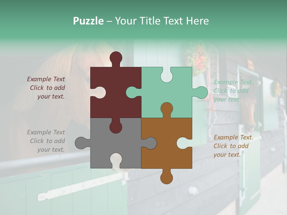 A Brown Horse Standing Next To A Green Door PowerPoint Template