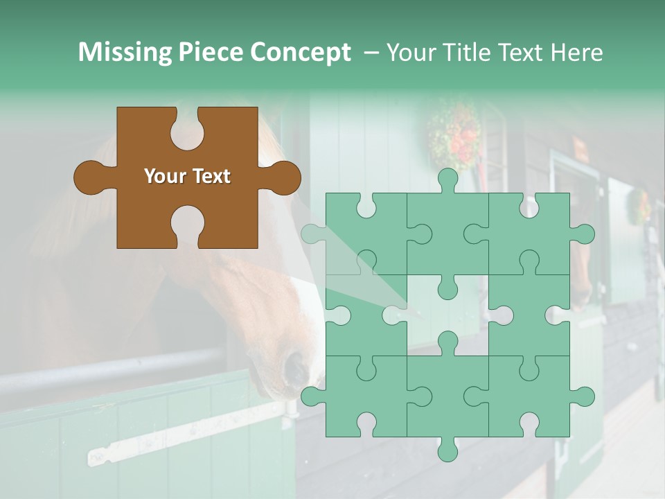 A Brown Horse Standing Next To A Green Door PowerPoint Template