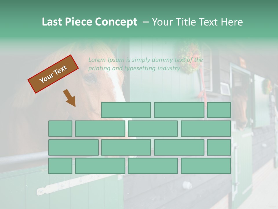 A Brown Horse Standing Next To A Green Door PowerPoint Template