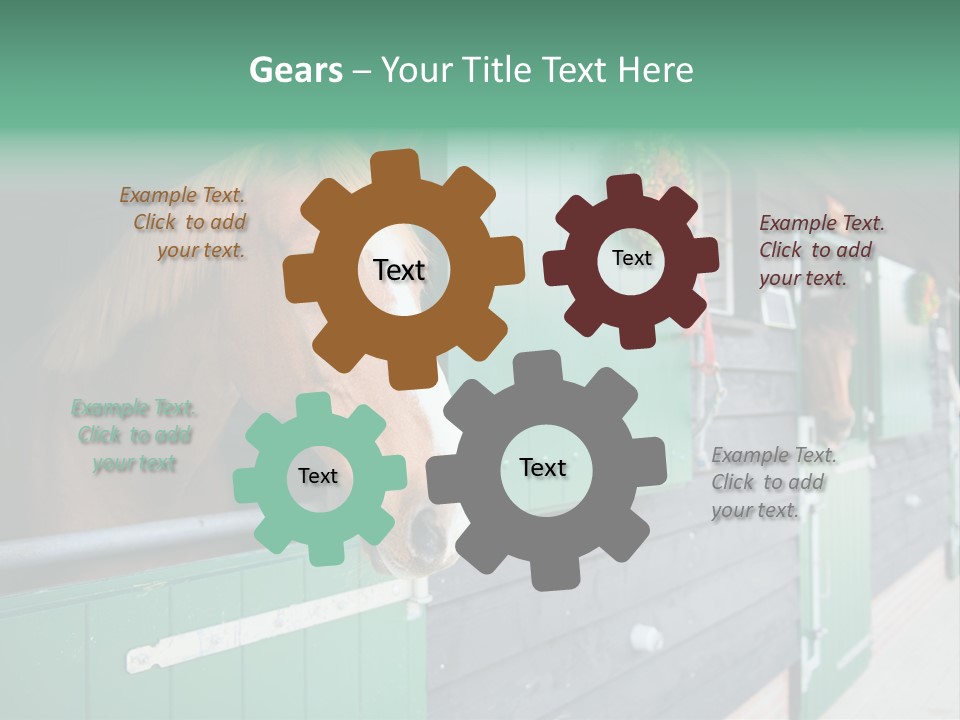 A Brown Horse Standing Next To A Green Door PowerPoint Template