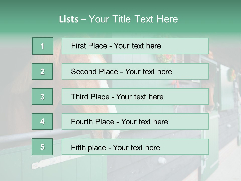 A Brown Horse Standing Next To A Green Door PowerPoint Template