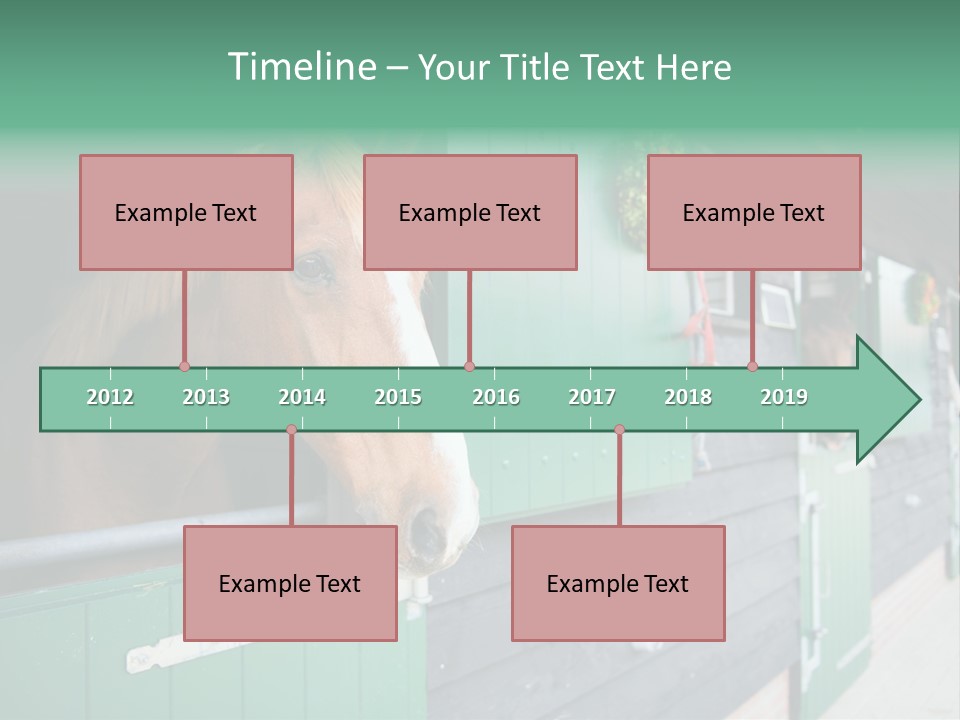 A Brown Horse Standing Next To A Green Door PowerPoint Template