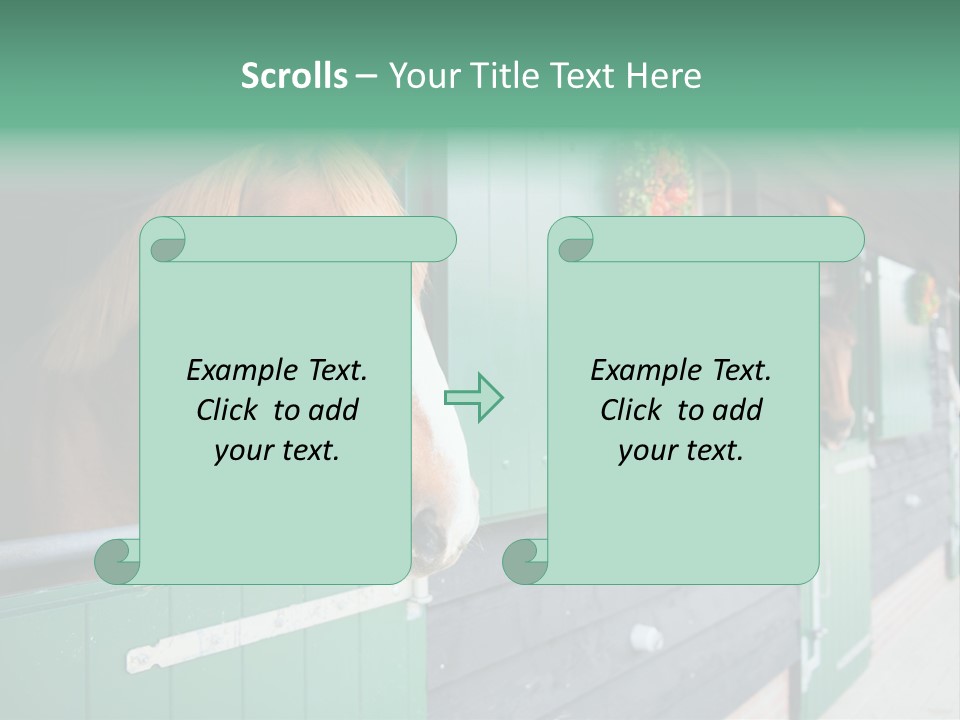 A Brown Horse Standing Next To A Green Door PowerPoint Template
