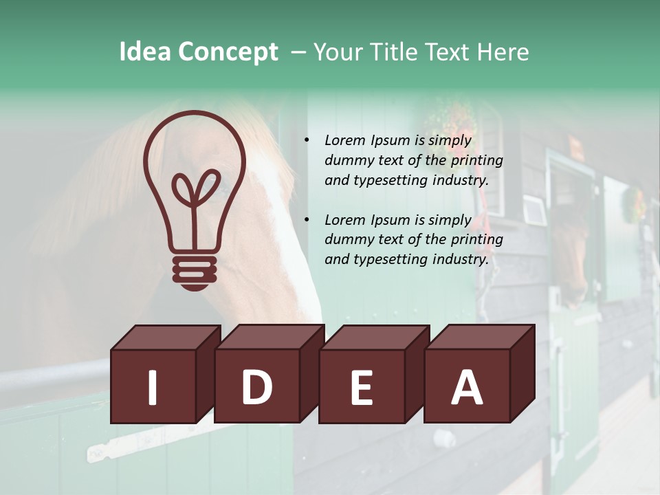 A Brown Horse Standing Next To A Green Door PowerPoint Template