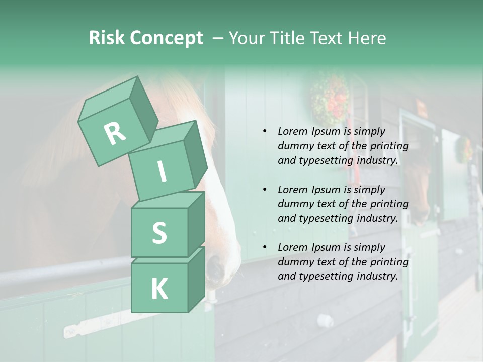 A Brown Horse Standing Next To A Green Door PowerPoint Template