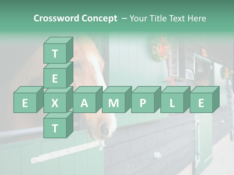 A Brown Horse Standing Next To A Green Door PowerPoint Template