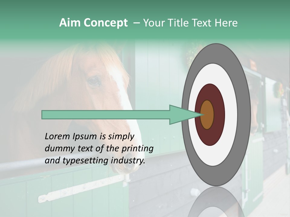 A Brown Horse Standing Next To A Green Door PowerPoint Template