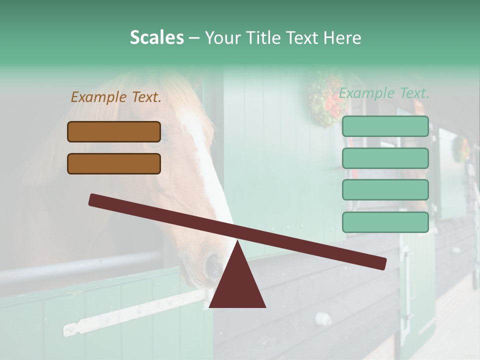A Brown Horse Standing Next To A Green Door PowerPoint Template