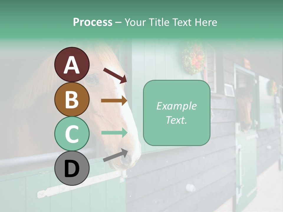 A Brown Horse Standing Next To A Green Door PowerPoint Template