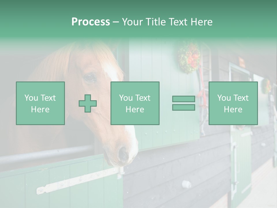 A Brown Horse Standing Next To A Green Door PowerPoint Template