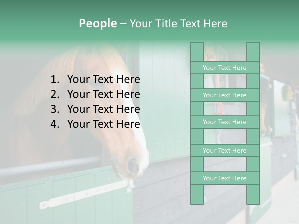 A Brown Horse Standing Next To A Green Door PowerPoint Template