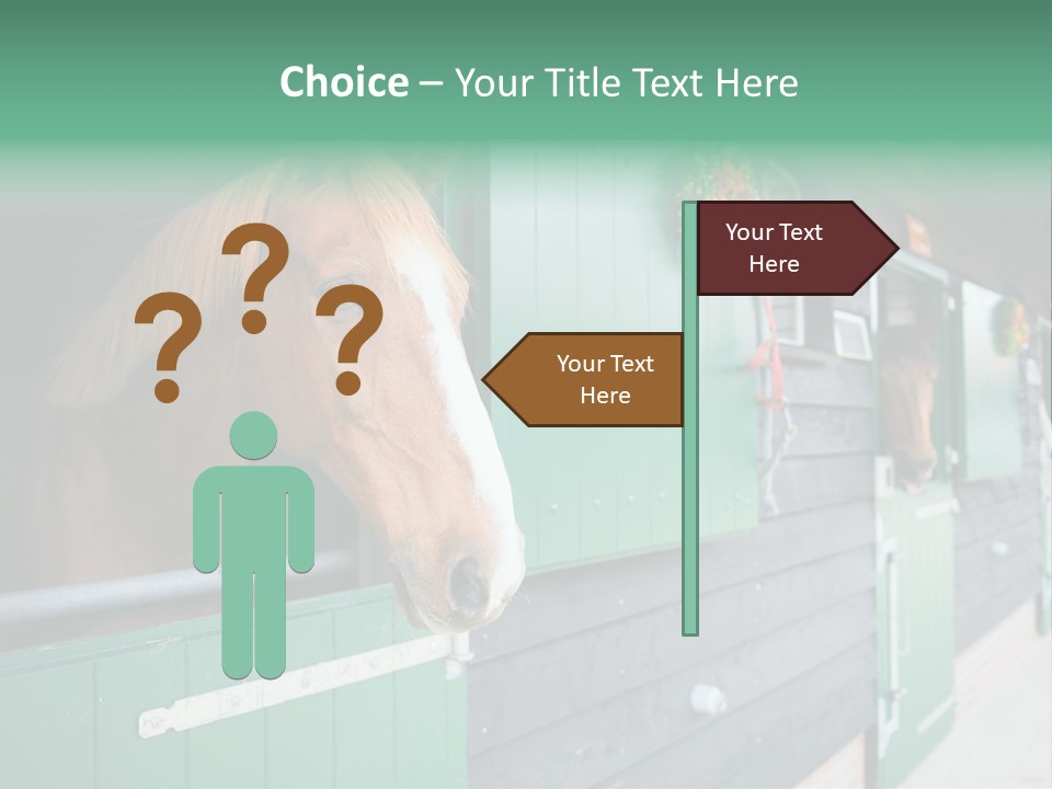 A Brown Horse Standing Next To A Green Door PowerPoint Template