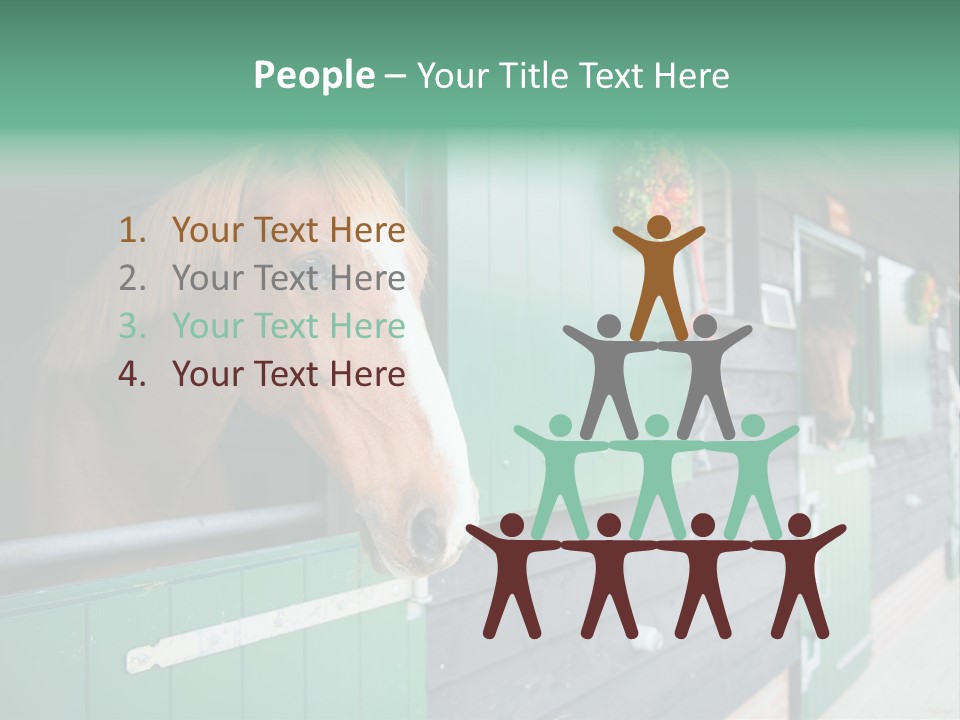 A Brown Horse Standing Next To A Green Door PowerPoint Template