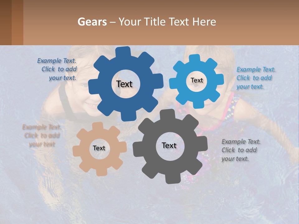 Two Children In A Swimming Pool Powerpoint Template PowerPoint Template