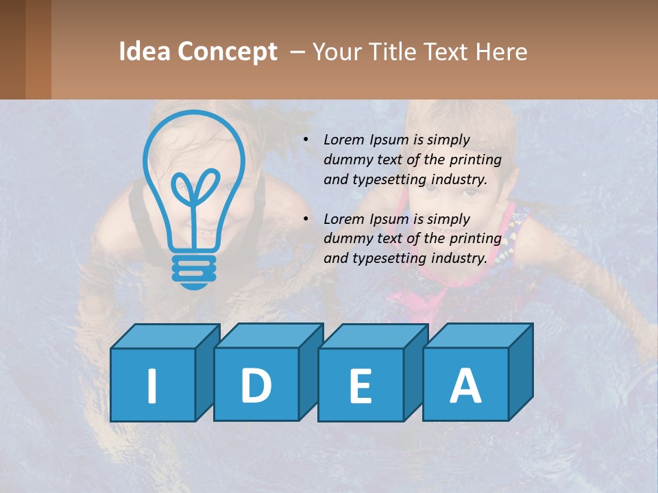 Two Children In A Swimming Pool Powerpoint Template PowerPoint Template
