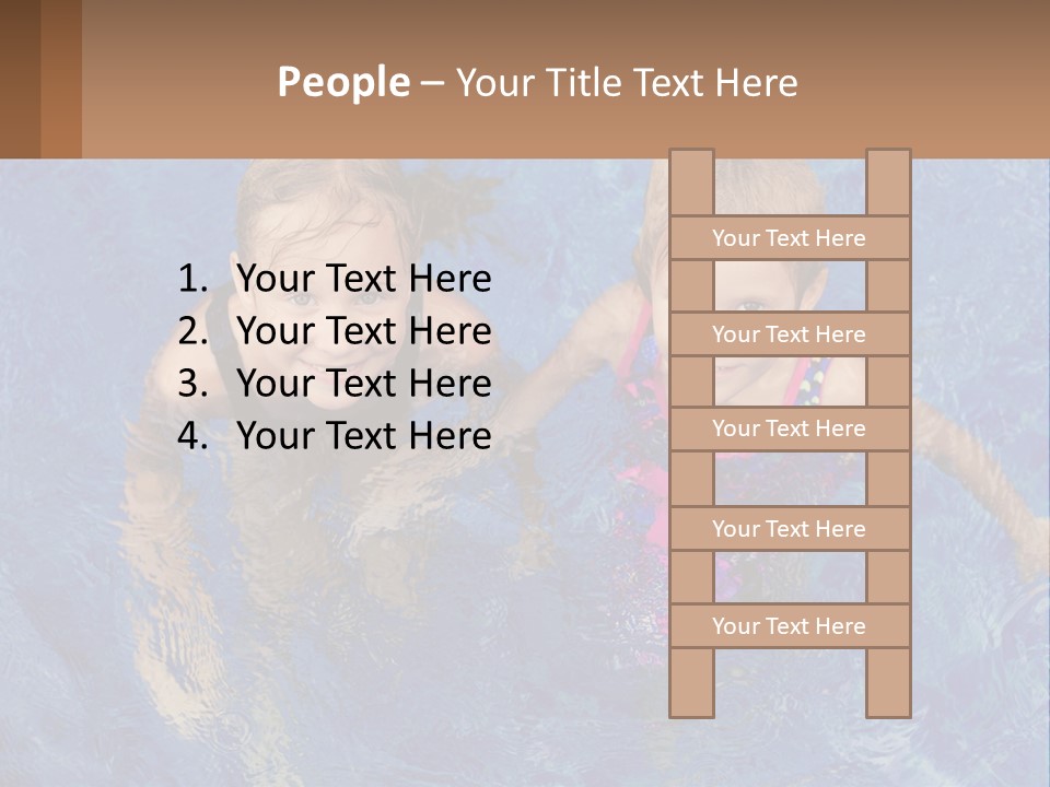Two Children In A Swimming Pool Powerpoint Template PowerPoint Template