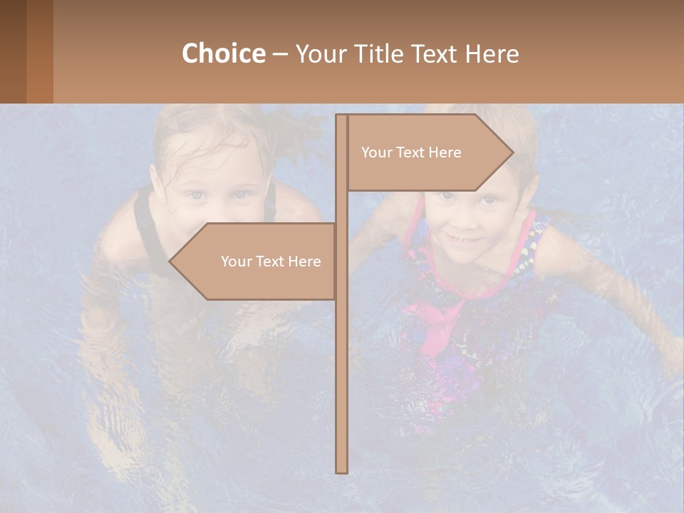 Two Children In A Swimming Pool Powerpoint Template PowerPoint Template